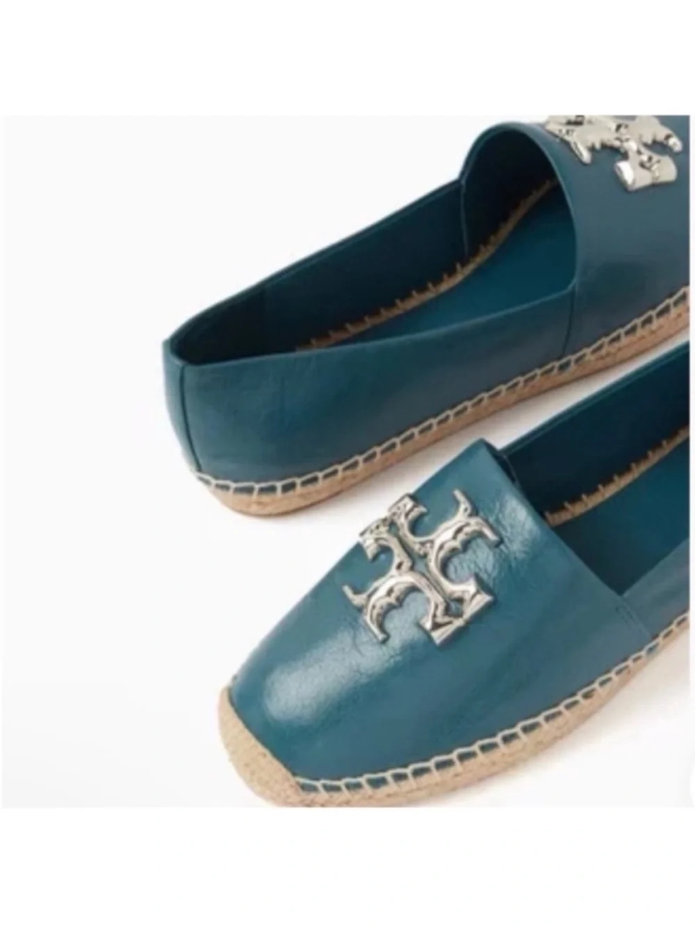 🆕-Tory Burch Eleanor Leather Espadrille in Brisk Blue. Size: 8. NWT